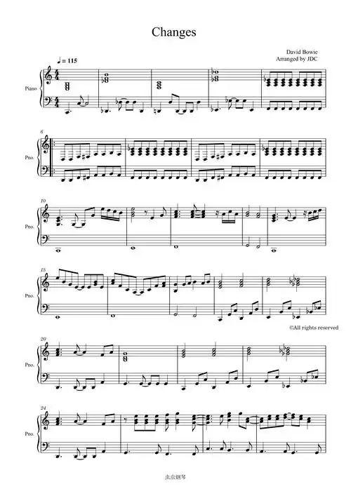changesdavidbowie钢琴谱davidbowie