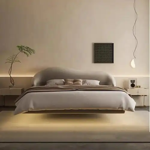 2022新款现代极简悬浮床布艺床