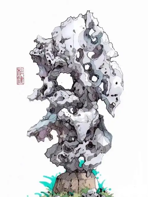 环艺考研  #景观手绘  #园林景观  #太湖石  #景观设计  #景观快