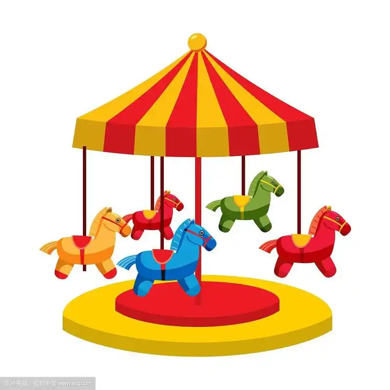 旋转木马与马图标卡通风格