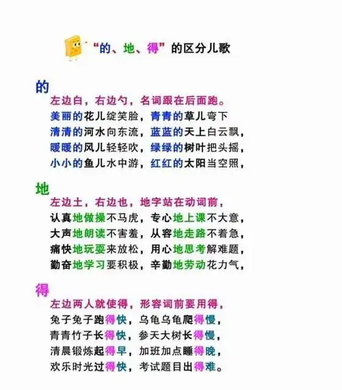 "的,地,得"用法和区分