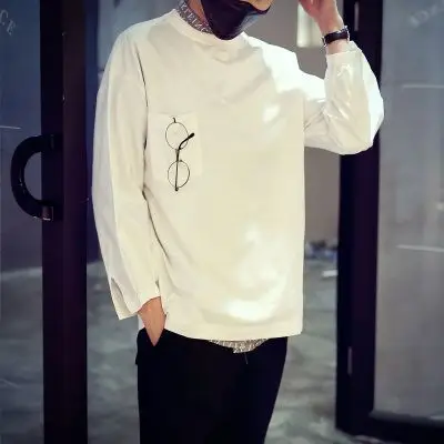 春季新品男士圆头套头卫衣蝙蝠袖纯色休闲宽松林湾湾青少年男装潮