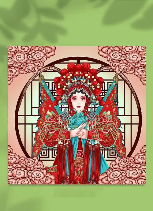 国潮京剧人物插画
