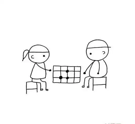 两个小孩玩游戏的简笔画