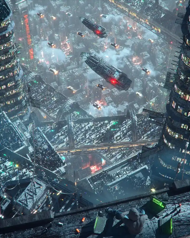 相当酷的一组科幻题材场景插画作品!难道这就是未来世界的样子?