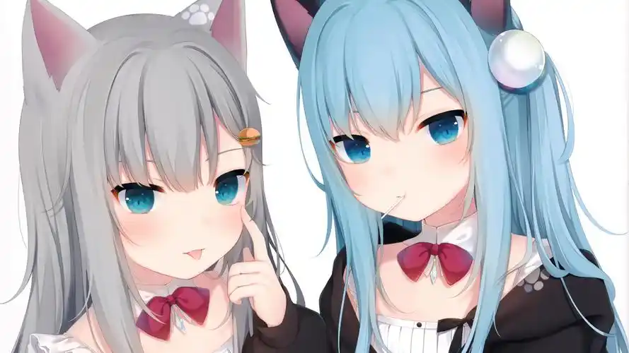 猫羽雫猫耳姐妹蓝色眼睛萌照动漫壁纸