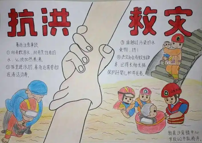 防汛救灾小小手抄报传递抗灾情