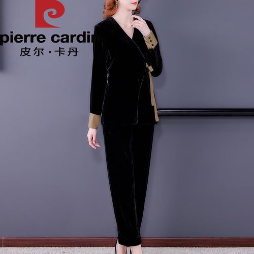 皮尔卡丹高档品牌女装  妈i妈时尚金丝绒套装女秋季新款高端气质贵