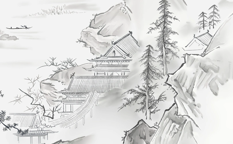 水墨远山|插画|艺术插画|小小红苹果 - 原创作品 - 站酷 (zcool)