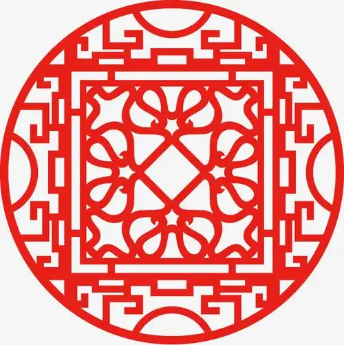 圆形中国风传统古典剪纸窗户花纹