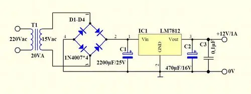 求220v转12v电路图即需要元件,多大,求详细地哈.