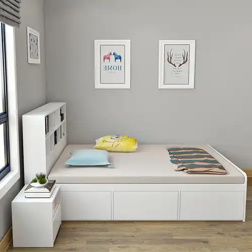 卧室床头柜书架一体多功能组合榻榻米单人箱体收纳板式床