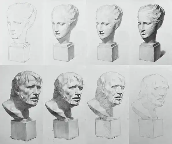 短期画石膏像要分几步