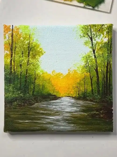 丙烯画风景画手绘教程