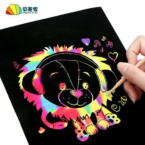 儿童童彩砂刮画纸diy炫彩a48k16k刮画沙画
