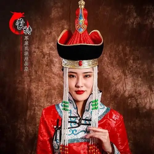 蒙古族蒙古帽舞蹈表演服装配饰帽子头饰蒙古女帽包邮蒙古高帽子