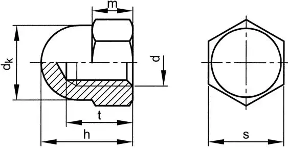 din 1587(1987)  nen 1618  ansi 公制盖形六角螺母