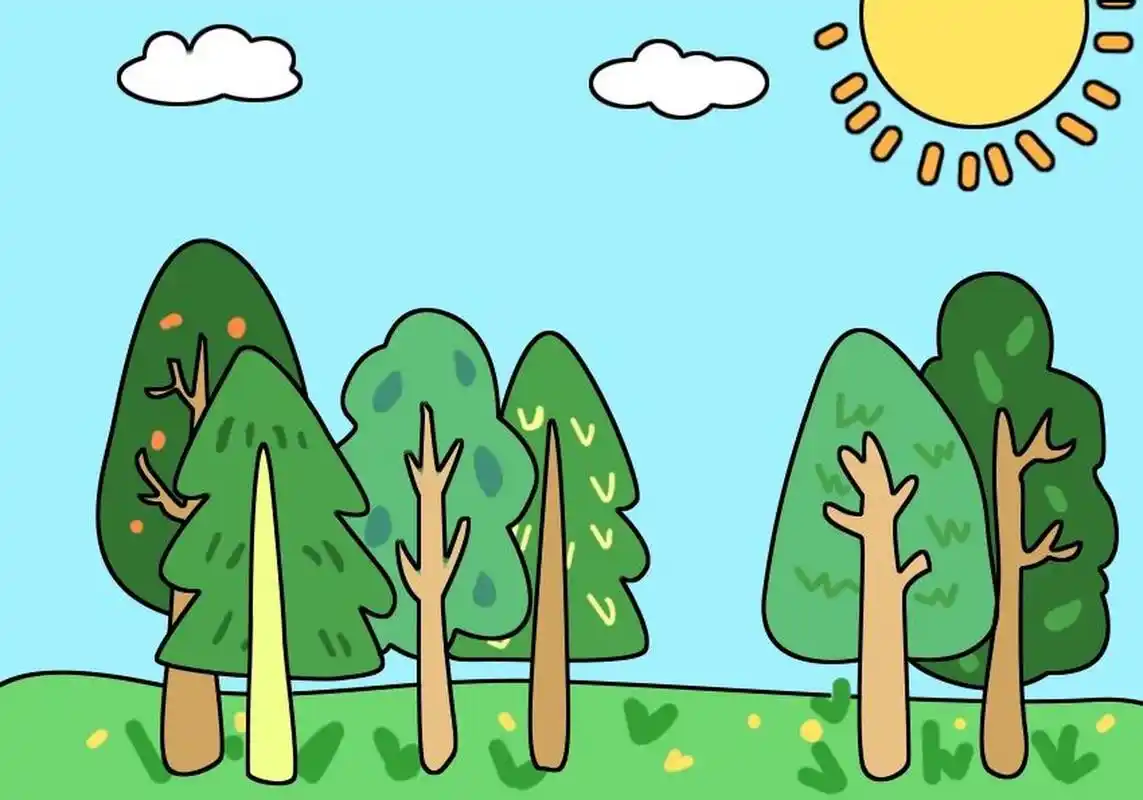 儿童手绘简笔画|大树 春天到了,我们一起画大树吧,简单又好看