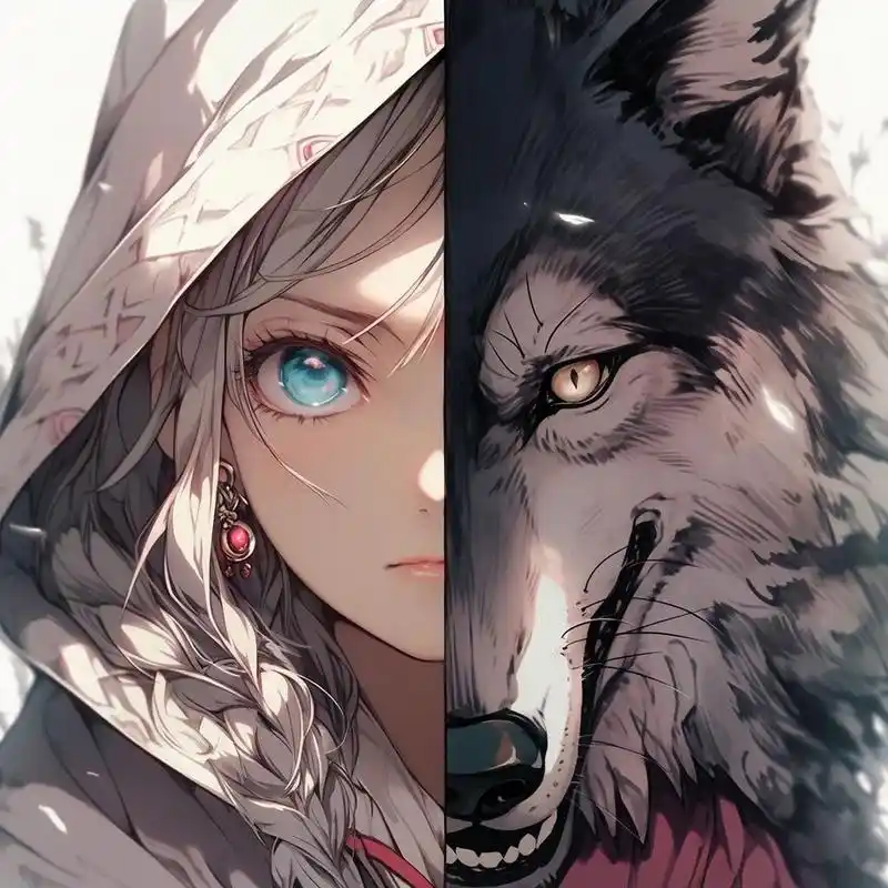 今天是帅气狼少女头像 狼来了少女特辑,这一期狼跟少女组合,月圆之夜