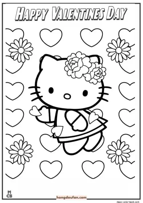 10张女孩子涂色凯蒂猫hello kitty免费涂色图片-红豆饭小学生简笔画