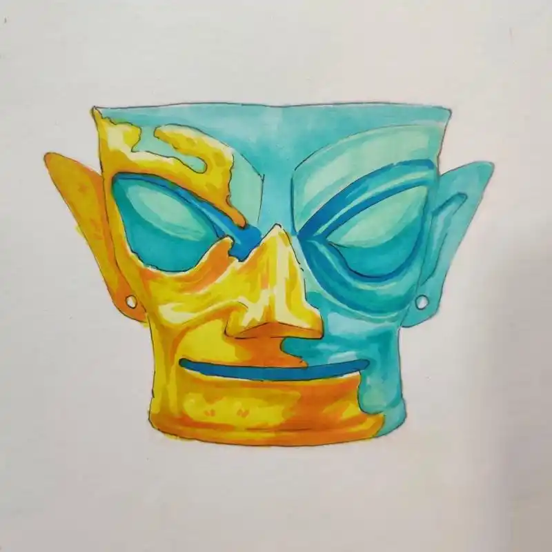 马克笔单体练习––青铜器(2) 啊马克笔太难了 总是想用马克笔画素描