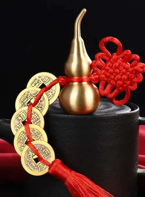 钱挂件仿古真品黄铜钱币入户门对门槛石装修窗户挂一串五帝钱钥匙扣