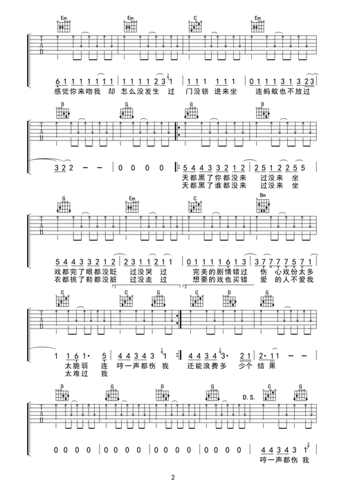 《门没锁吉他谱》_品冠_g调_吉他图片谱3张 图2