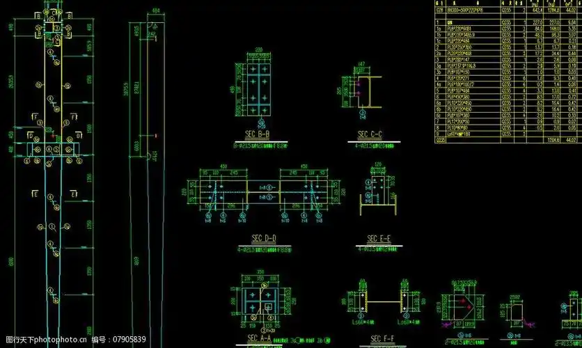 钢结构工程钢柱详图图片