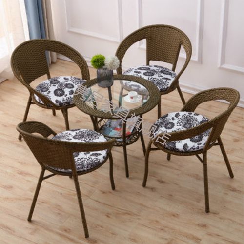 滕椅藤桌 阳台桌椅藤椅三件套现代简约高靠背藤椅五件套阳台休闲躺椅