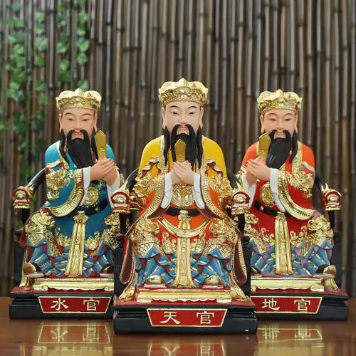 三官大帝道教神像天官地官水官三元大帝树脂居家客厅供奉摆件佛像