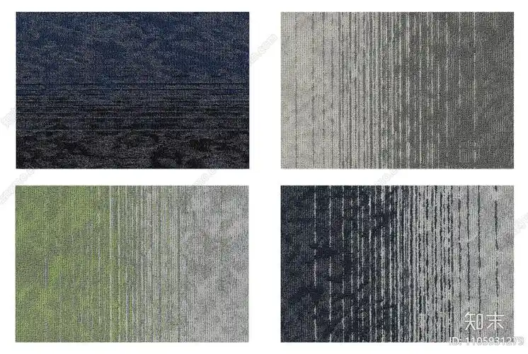 现代灰蓝绿色抽象图案地毯组合3d模型下载