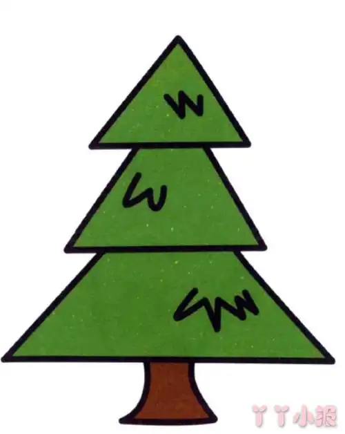 怎么画挺拔的小松树简笔画带步骤简单又好看涂色