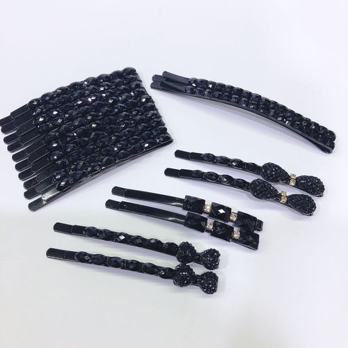 发夹一字黑色大号盘发卡子碎发刘海夹边弧形发饰