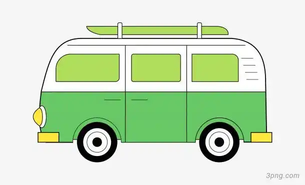 卡通绿色巴士png素材透明免抠图片-其他元素