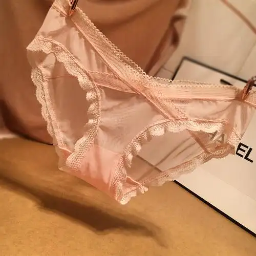 波迷娜(bomina)大码胖妹妹内裤欧美镂空交叉蕾丝边网纱低腰女士三角