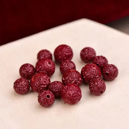 天然朱砂手串男女情侣款吉祥转运珠本命年回纹红原矿手链散珠