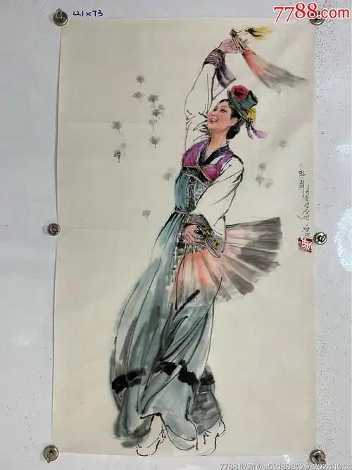 朝鲜画人民艺术家金圣民作"扇舞"