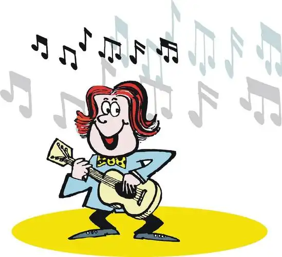 快乐音乐家演奏吉他的矢量卡通