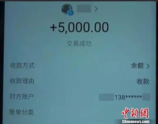 通过支付宝转账的5000元.