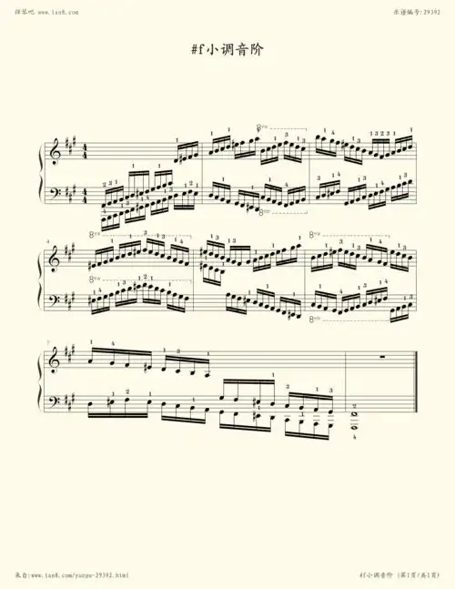 钢琴谱 - #f小调音阶 考级