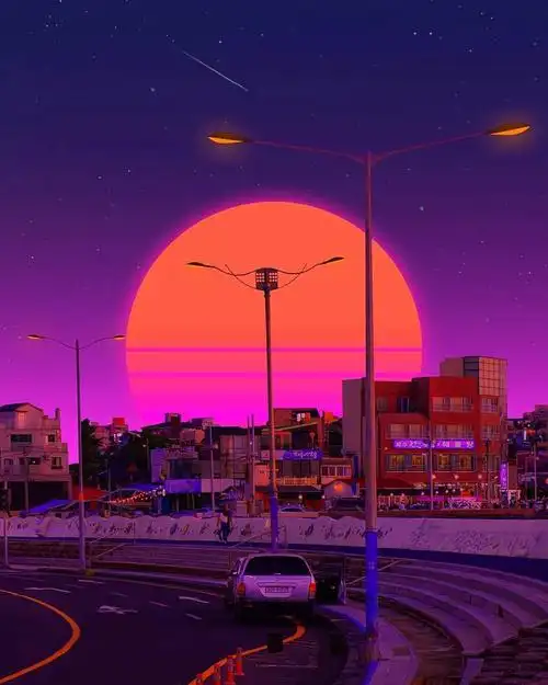 蒸汽波复古  #梦幻蒸汽波  #落日收集家  #霓虹  #未来主义  #艺术