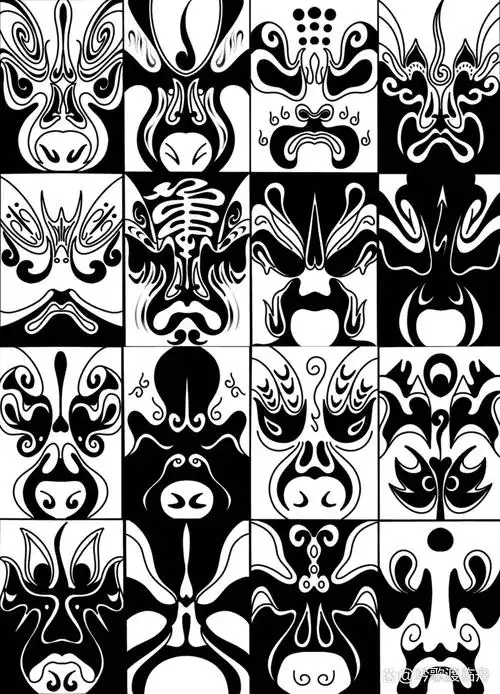 脸谱艺术 抽象手绘 元素提取转换 传统文化脸谱转换设计 	 通过对脸谱