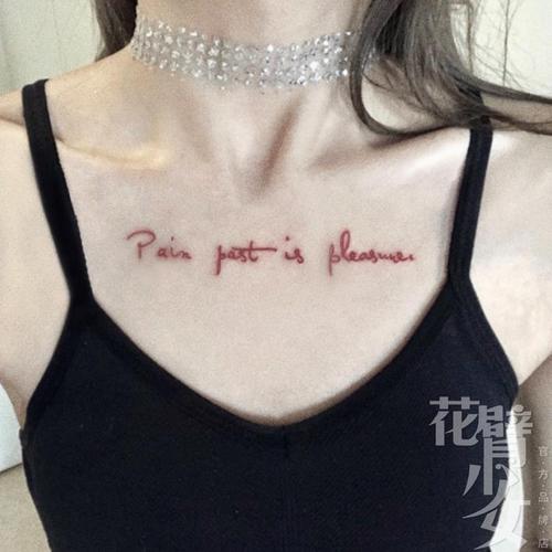 红色个性英文字母纹身贴 翻译 苦尽甘来 锁骨胸前贴 一张包邮