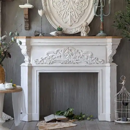 壁炉柜民宿客厅复古壁炉浮雕度假村别墅做旧玄关壁炉架摄影道具