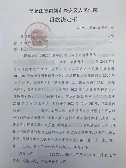 国民事诉讼法》第一百一十一条的处罚情形,法院依法作出罚款决定书,对