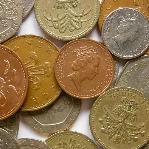 磅,详细的英国英镑英镑硬币钱