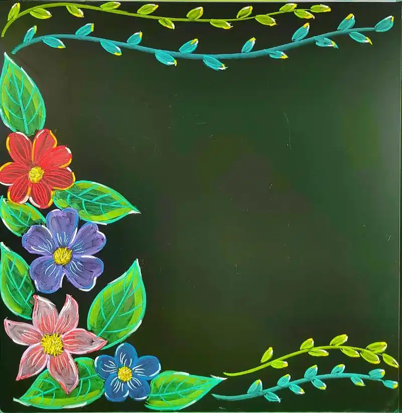 花开开了 超简单黑板报边框 万能黑板报边框#黑板报 #粉笔