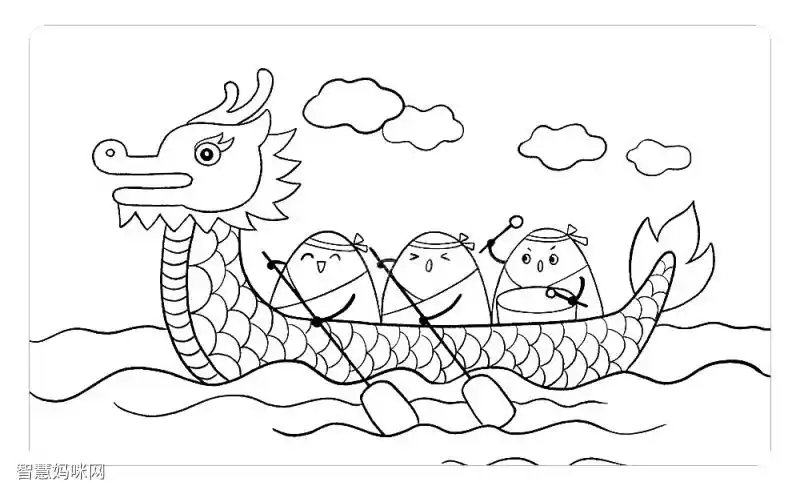 赛龙舟简笔画怎么画