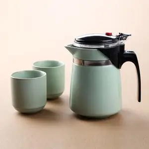 汝窑飘逸杯陶瓷自动泡泡茶壶玲珑杯茶道杯内胆沏泡茶杯泡茶冲茶器