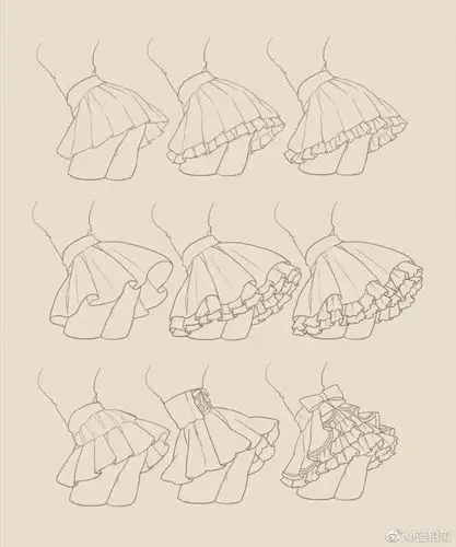 【绘画参考】lolita小裙子和衬衫褶皱